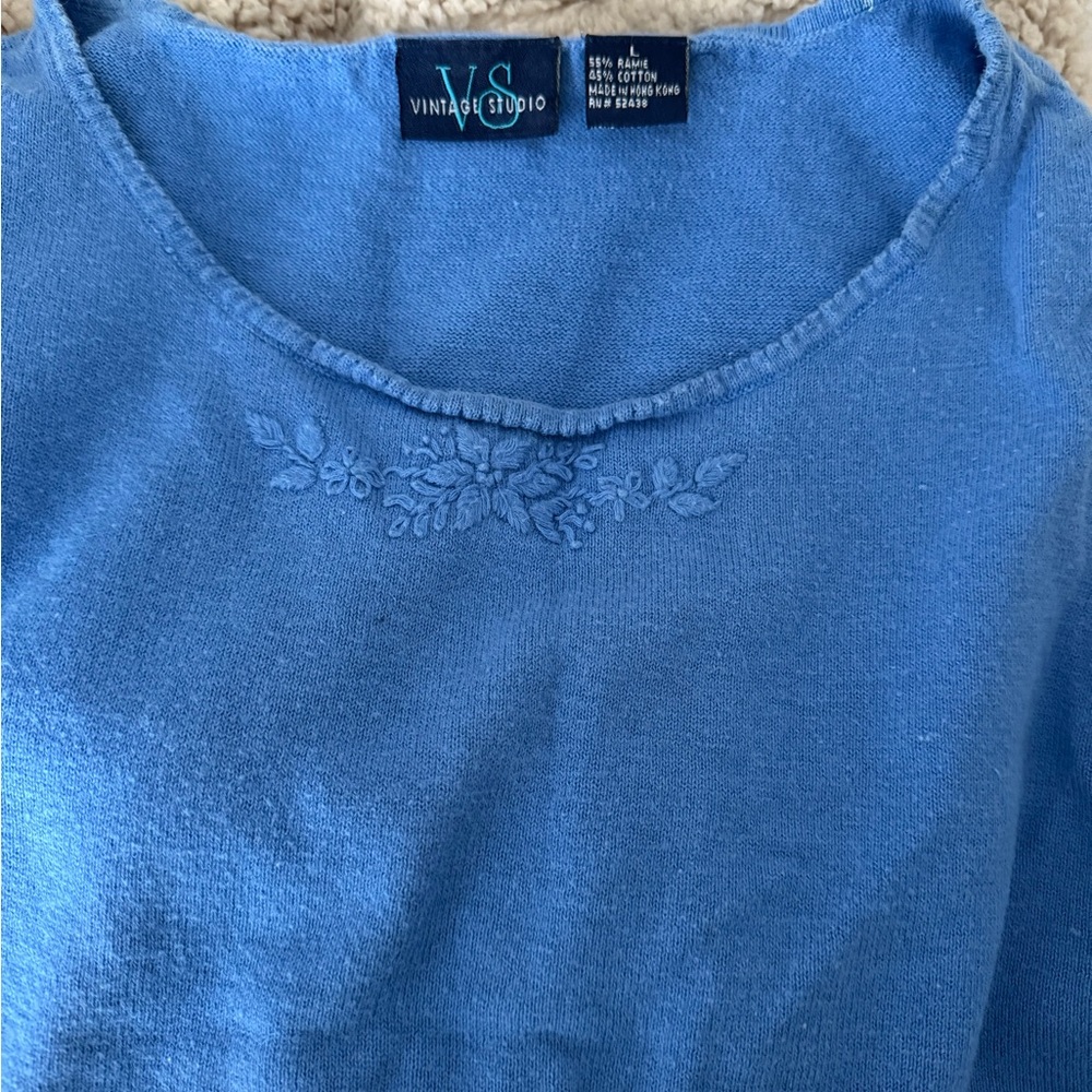 Vintage Studio Women's Embroidered Blue Tank Top
